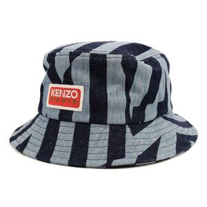 KENZO Mens Rinse Blue Denim STRIPED Cotton Bucket Hat ONE SIZE NWT